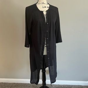 H&M Sheer Black Button-down Midi Dress